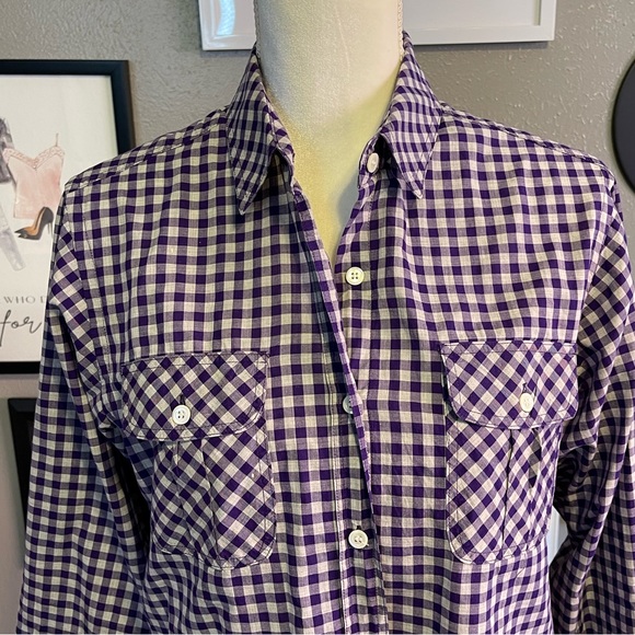 Billy Reid Purple and White Gingham Button Down Shirt S - Picture 7 of 11